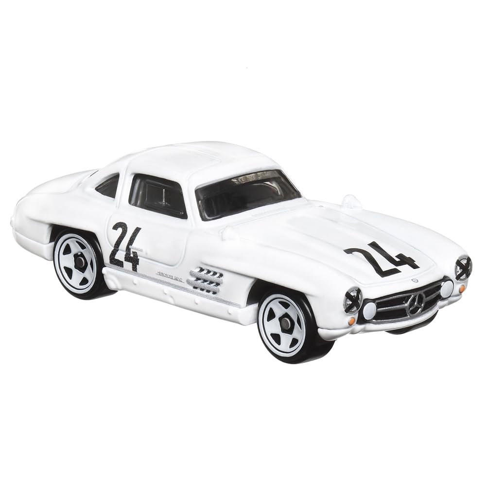 Hot Wheels Collectible Die-Cast Vintage Racing Club Vehicle - White Sports Car - Inspired by 1954 Mercedes-Benz 300 SL - HRT81-1/6