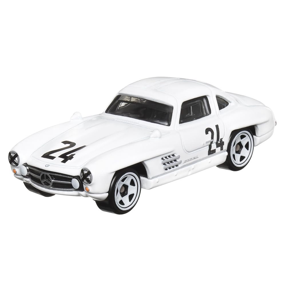 Hot Wheels Collectible Die-Cast Vintage Racing Club Vehicle - White Sports Car - Inspired by 1954 Mercedes-Benz 300 SL - HRT81-1/6
